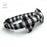 Black and white plaid dog collar set with bow tie