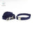 Navy blue polka dot dog collar and leash set with bow tie