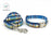 Blue Plaid Dog Collar and Leash Set with Bow Tie