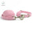 Pink and White Plaid Dog Collar and Leash Set with Bow Tie