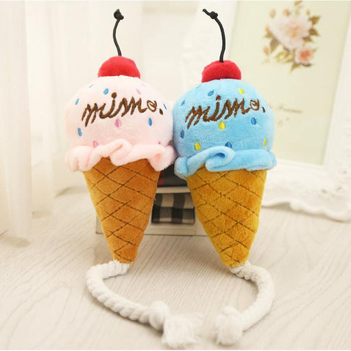Ice Cream Dog Plush Squeak Toy