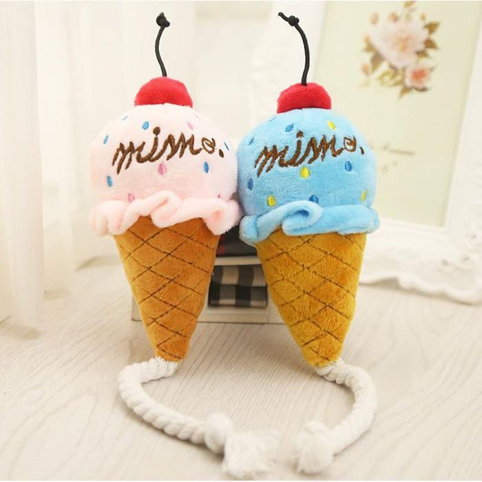 Ice Cream Dog Plush Squeak Toy