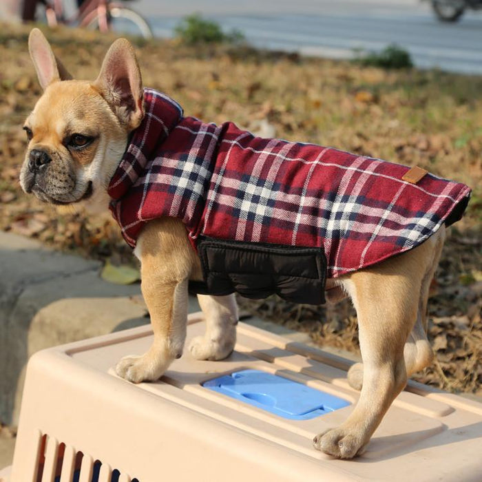 Waterproof Reversible Dog Jacket Designer Warm Plaid Winter Dog Coats Pet Clothes Elastic Small to Large Dog Clothes Winter