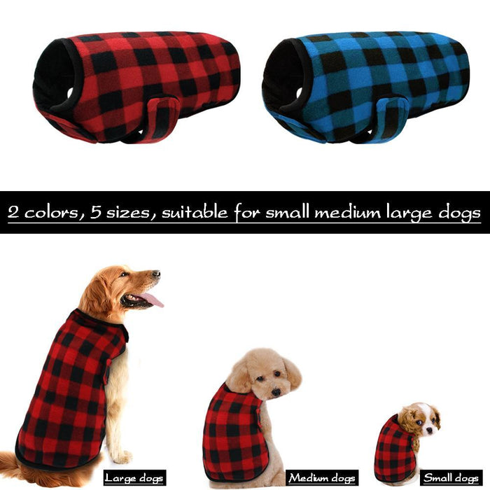 Buffalo Plaid Winter Dog Jacket Warm Fleece