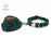 Dark Green Plaid Dog Collar and Leash Set with Bow Tie