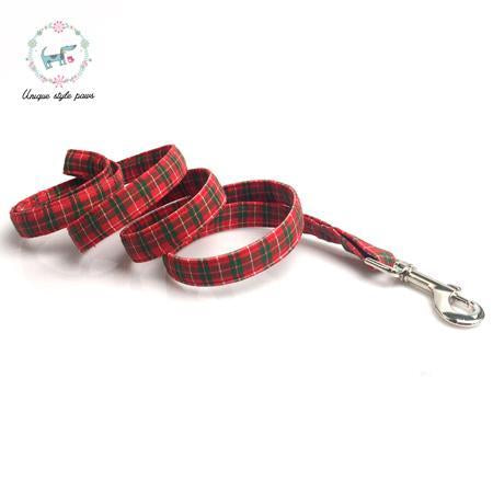Dog Collar with Bow Tie Christmas Red Plaid