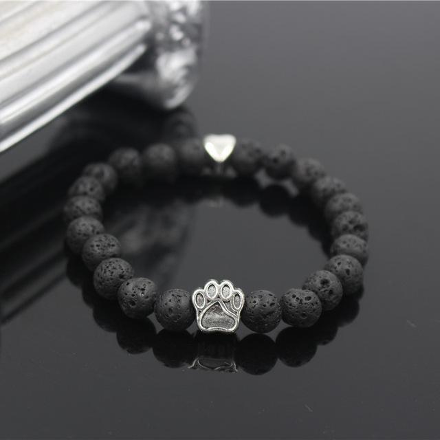 Dog Paw Print Natural Stone Mala Bead Yoga Bracelet