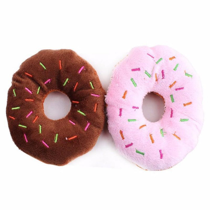 Donut Dog Plush Squeaky Chew Toy